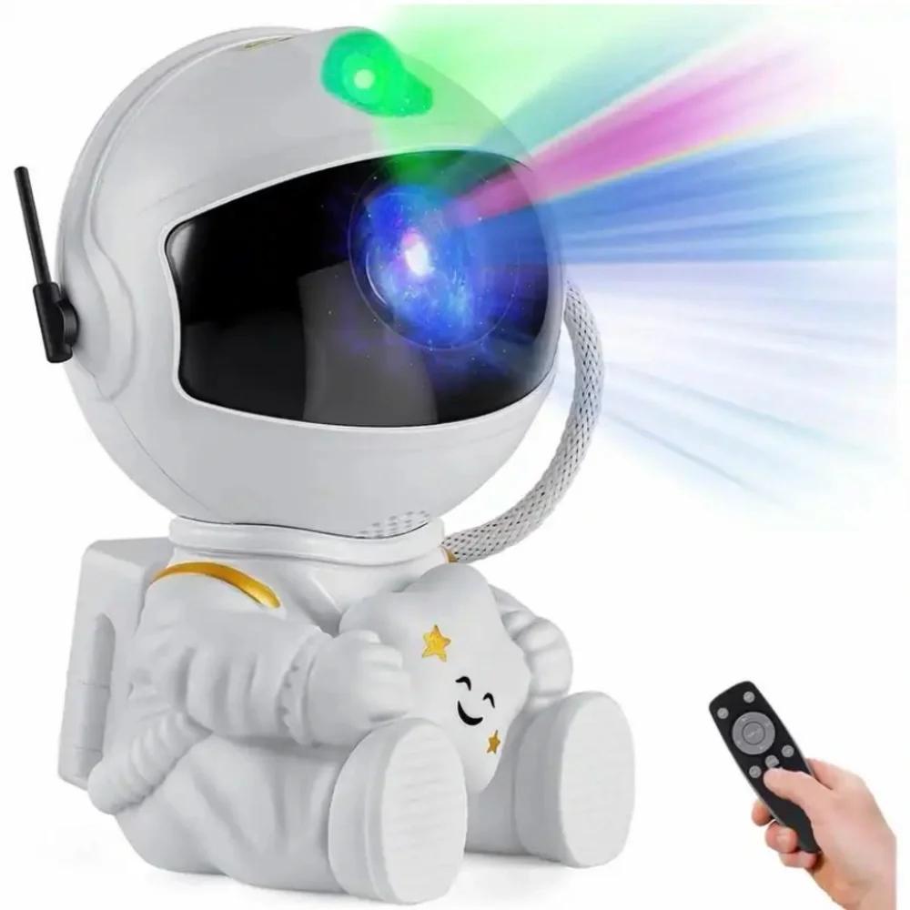 White Astronaut Night Light Projector - Cosmic Star Effects